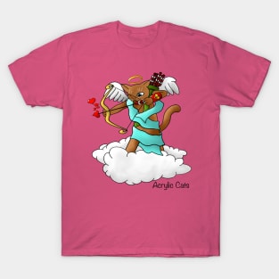 Valentine's Day Chocolate Brown Cupid Cat T-Shirt